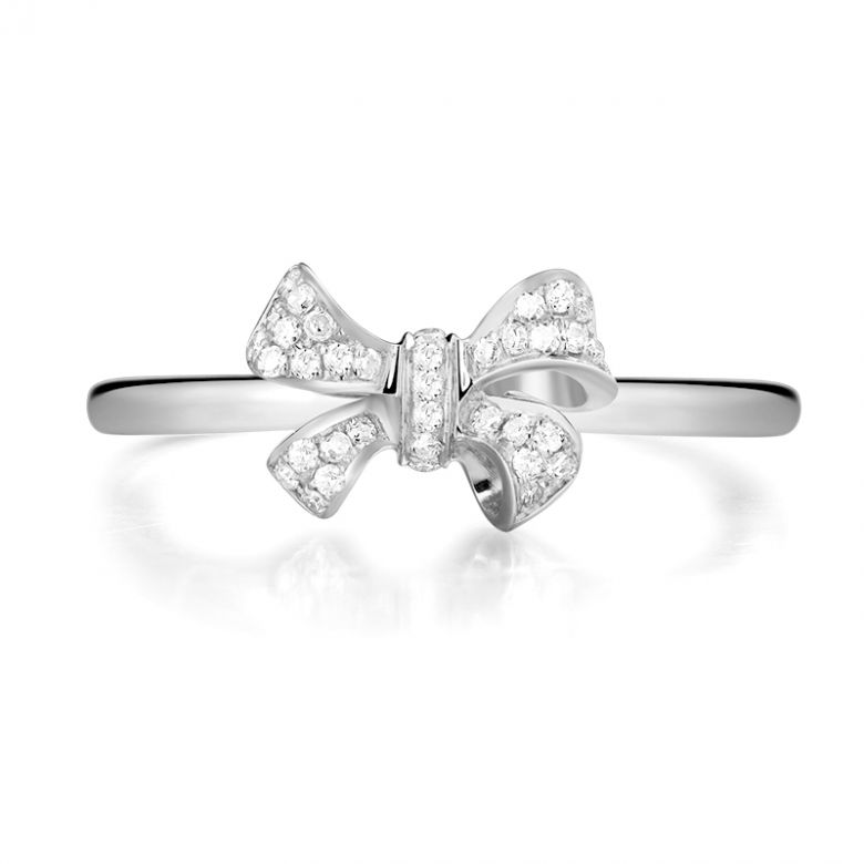 Anello piccolo nodo Oro bianco 18kt. Diamanti 0.080ct - 9