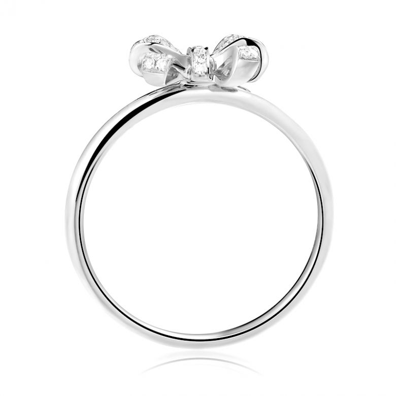 Anello piccolo nodo Oro bianco 18kt. Diamanti 0.080ct - 10