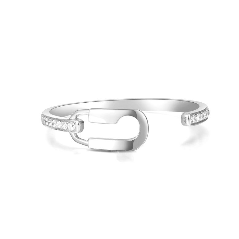 Anello lucchetto Oro bianco 18cts. Diamanti 0.070ct - 5
