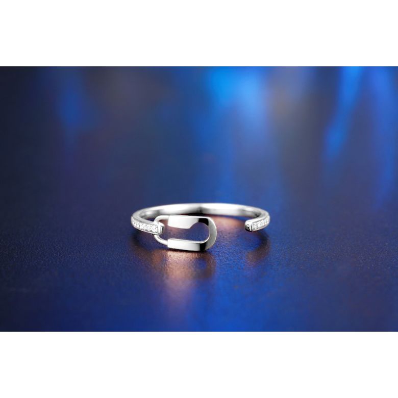 Anello lucchetto Oro bianco 18cts. Diamanti 0.070ct - 3