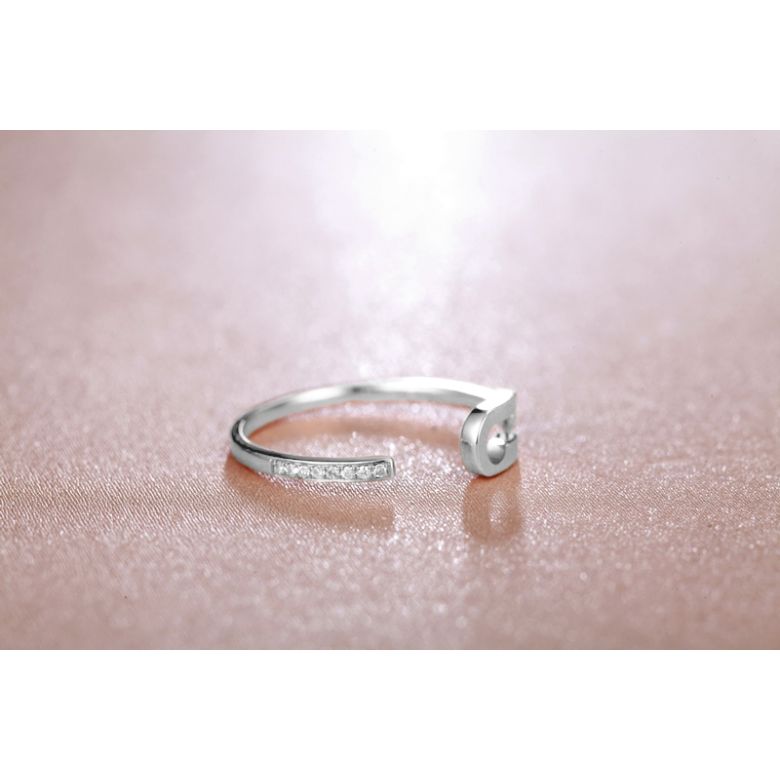 Anello lucchetto Oro bianco 18cts. Diamanti 0.070ct - 4