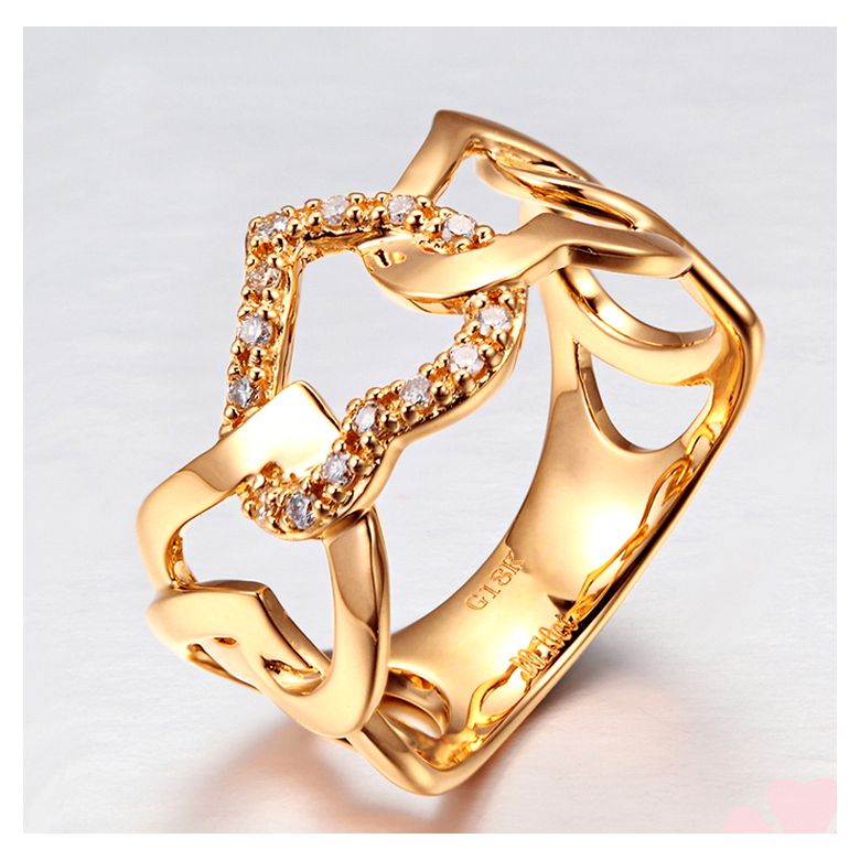 Anello oro giallo diamanti a forma di successione di cuori - 3