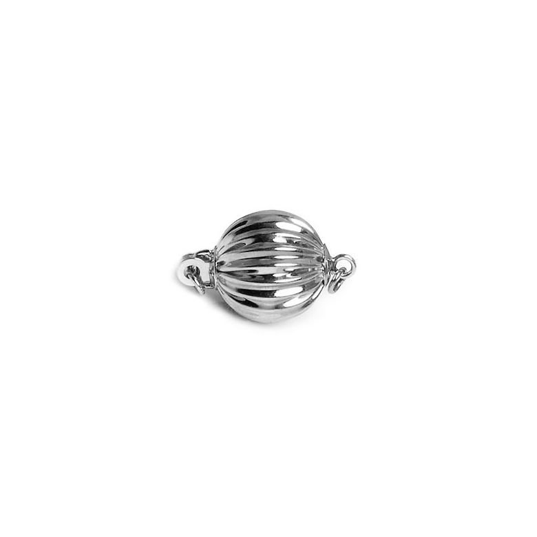 Chiusura Boccino. Palla striata 7mm - Oro bianco 14kt - 1