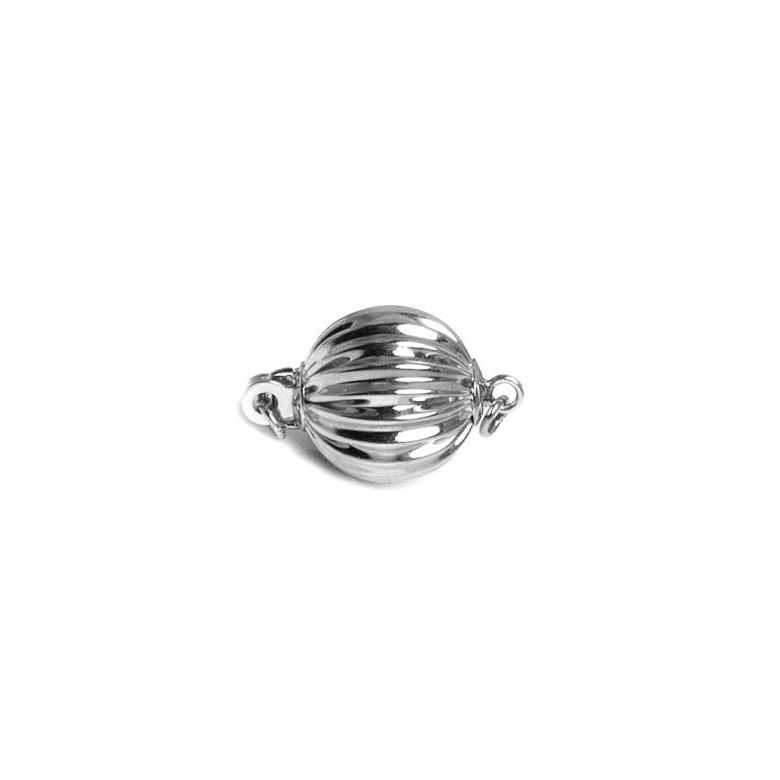 Chiusure Boccino. Palla striata 7mm - Oro bianco 14kt - 1