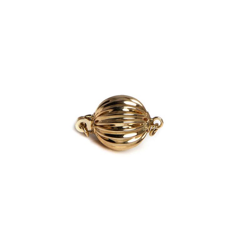 Chiusure Boccino. Palla striata 7mm - Oro giallo 14kt - 1