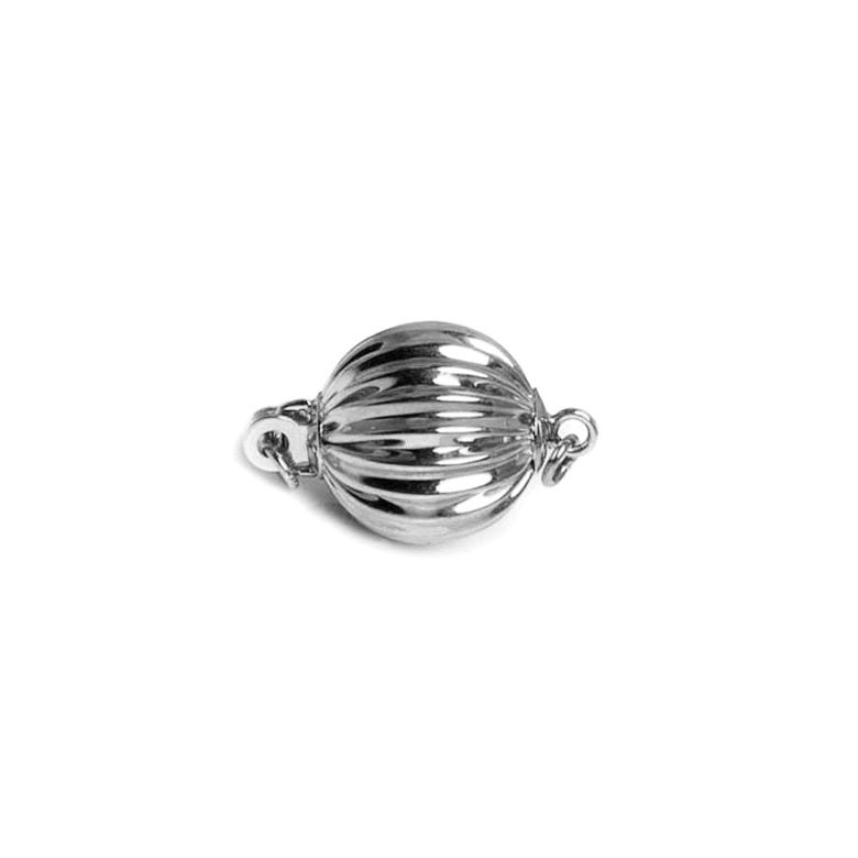 Chiusura Boccino. Palla striata 10mm - Oro bianco 14kt. - 1