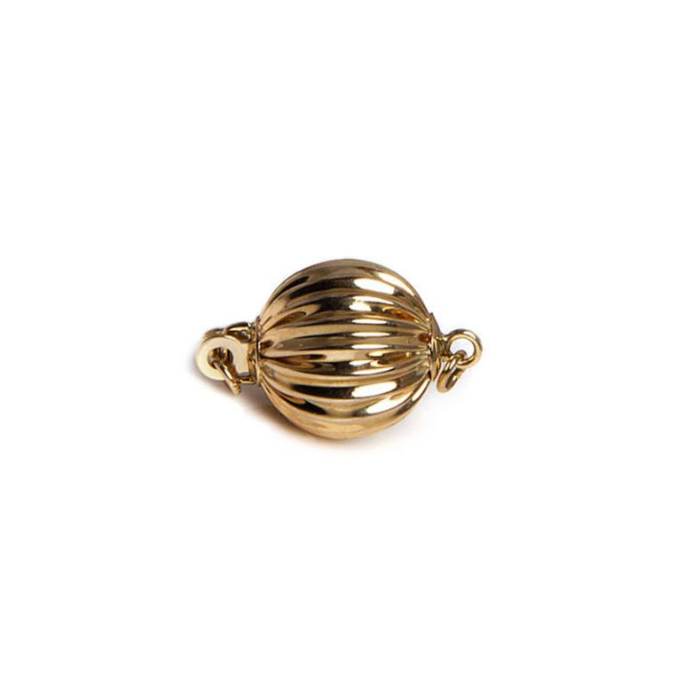 Chiusura Boccino. Palla striata 10mm - Oro giallo 14kt. - 1