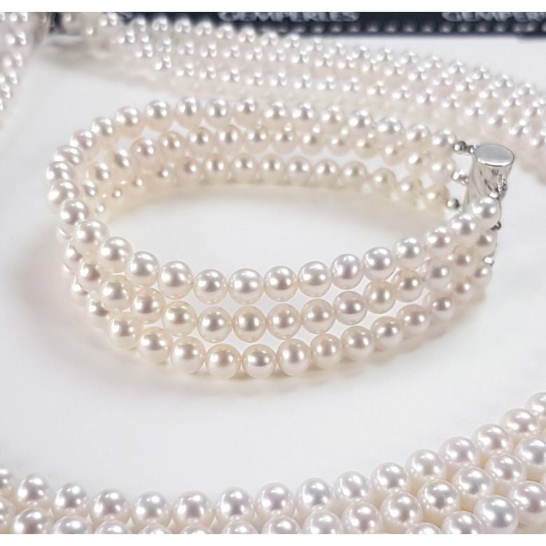 Braccialetto 3 fili di perle Matrimonio. Tripla fila. 5/5.5mm - 1