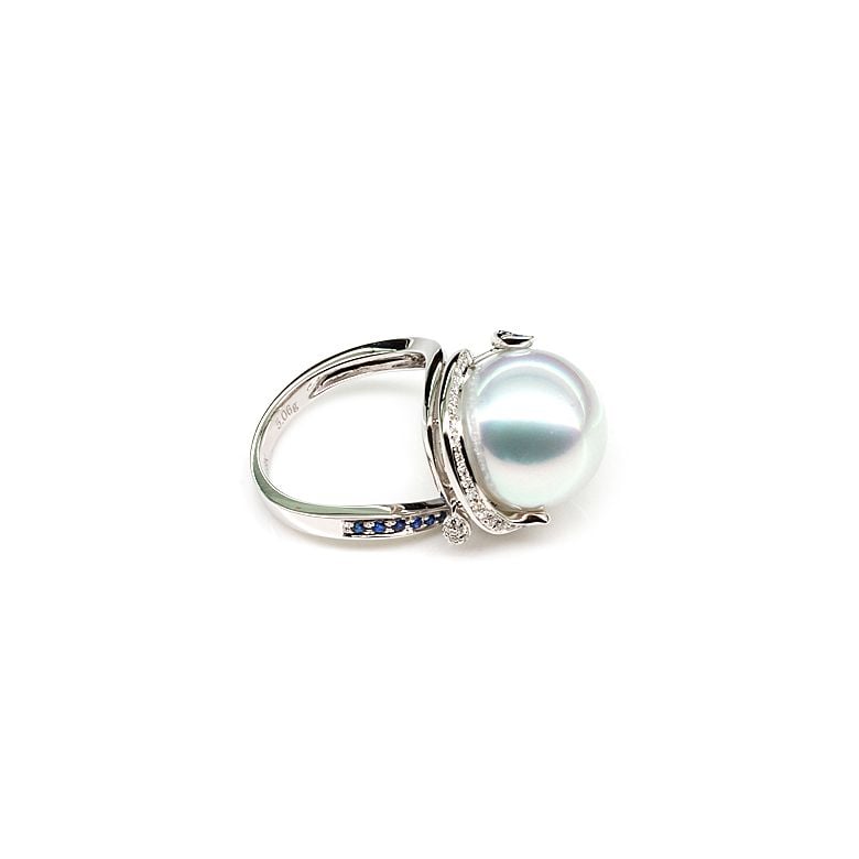 Anello Bruny - Perla dei Mari del Sud Bianca e Oro Bianco - 4
