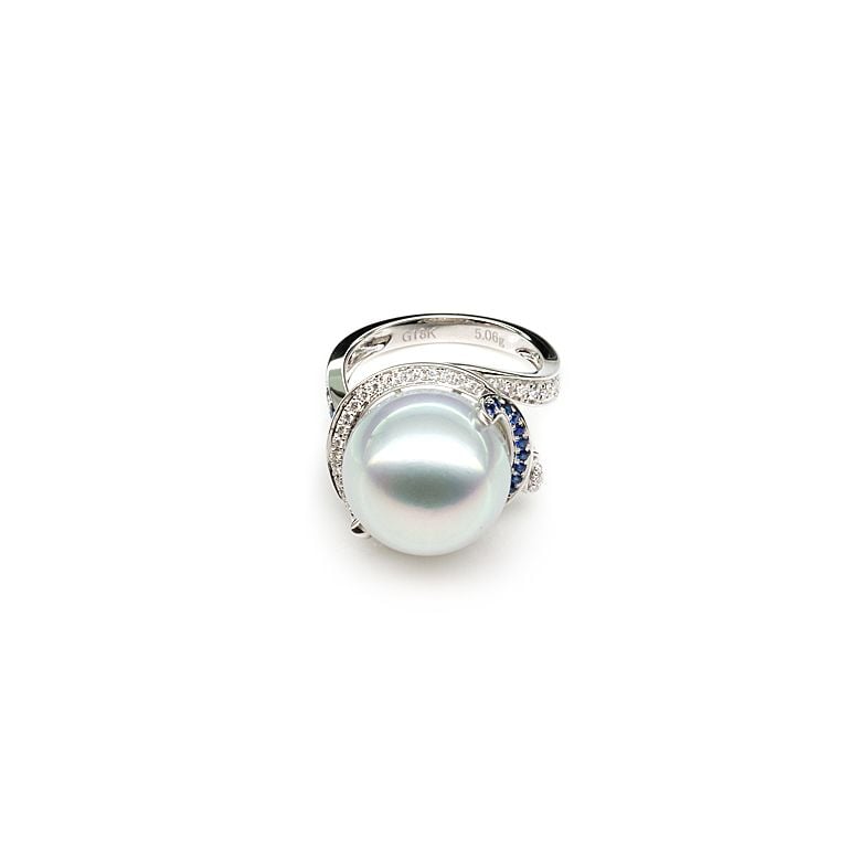 Anello Bruny - Perla dei Mari del Sud Bianca e Oro Bianco - 3