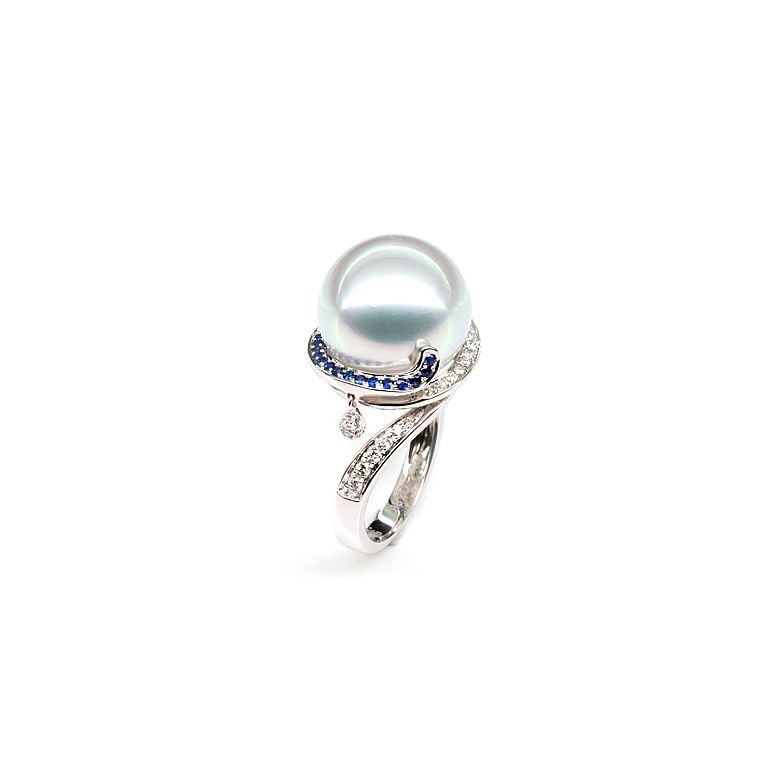 Anello Bruny - Perla dei Mari del Sud Bianca e Oro Bianco - 2