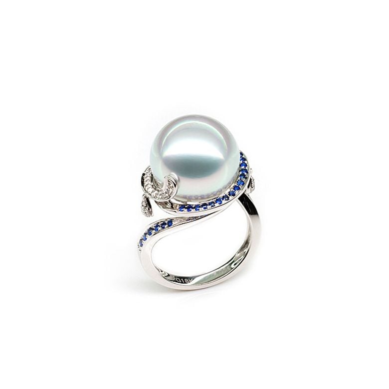 Anello Bruny - Perla dei Mari del Sud Bianca e Oro Bianco - 1