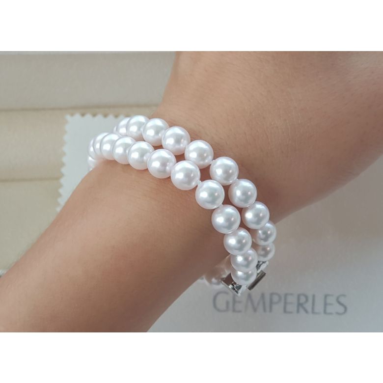 Braccialetto A Due Fili Amaya - Perle Bianche Akoya Giapponesi 6.5/7mm, AAA - 3