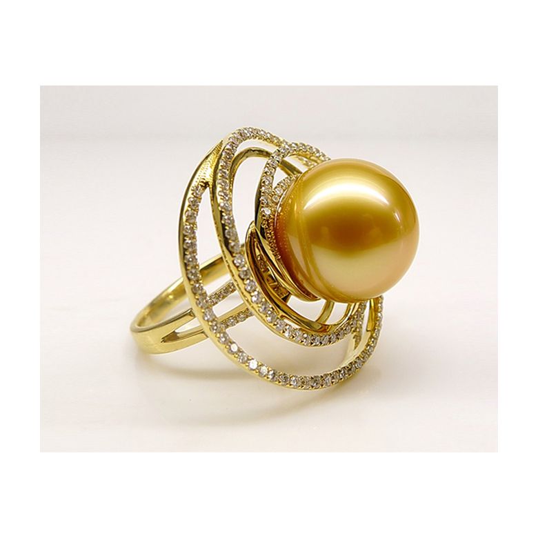 Anello Andrew - Perla dei Mari del Sud Dorata e Oro Giallo - 2