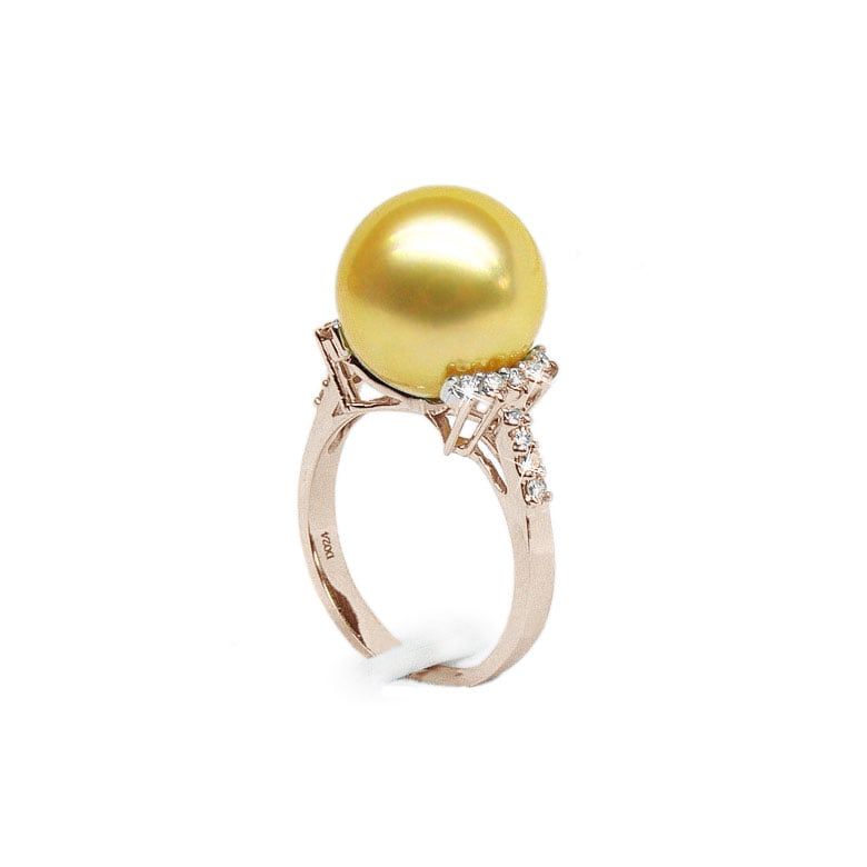 Anello Montebello - Perla dei Mari del Sud Dorata e Oro Rosa - 1