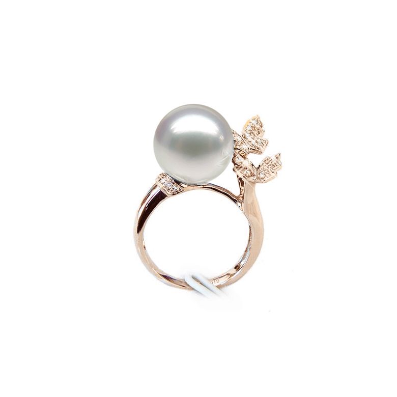 Anello Papillons - Perla dei Mari del Sud Bianca e Oro Rosa - 2