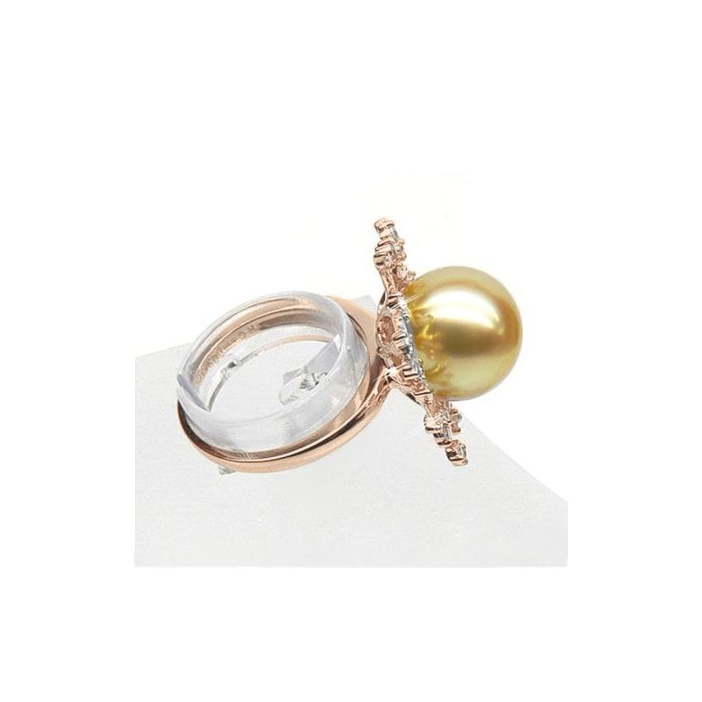 Anello Coraline - Perla dei Mari del Sud Dorata e Oro Rosa - 2