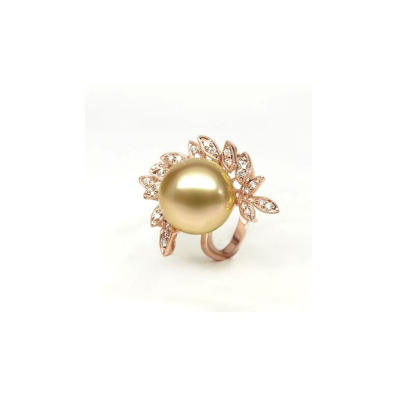 Anello Passion - Perla dei Mari del Sud Dorata e Oro Rosa - 6