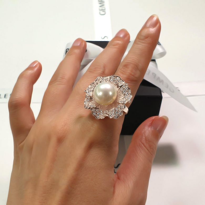 Anello Ajourées - Perla dei Mari del Sud Bianca e Oro Rosa - 3