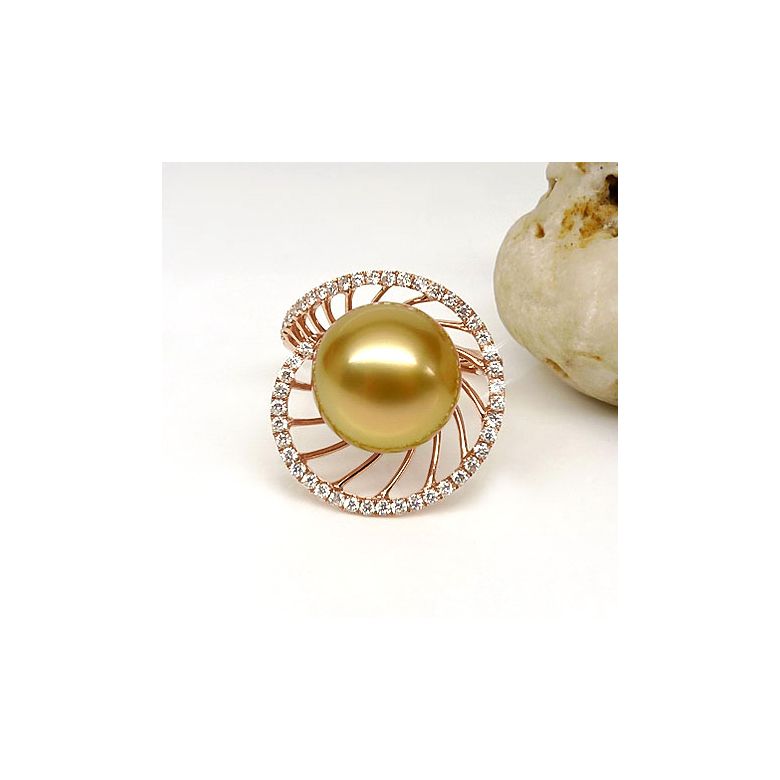 Anello Elliptique - Perla dei Mari del Sud Gold e Oro Rosa - 2