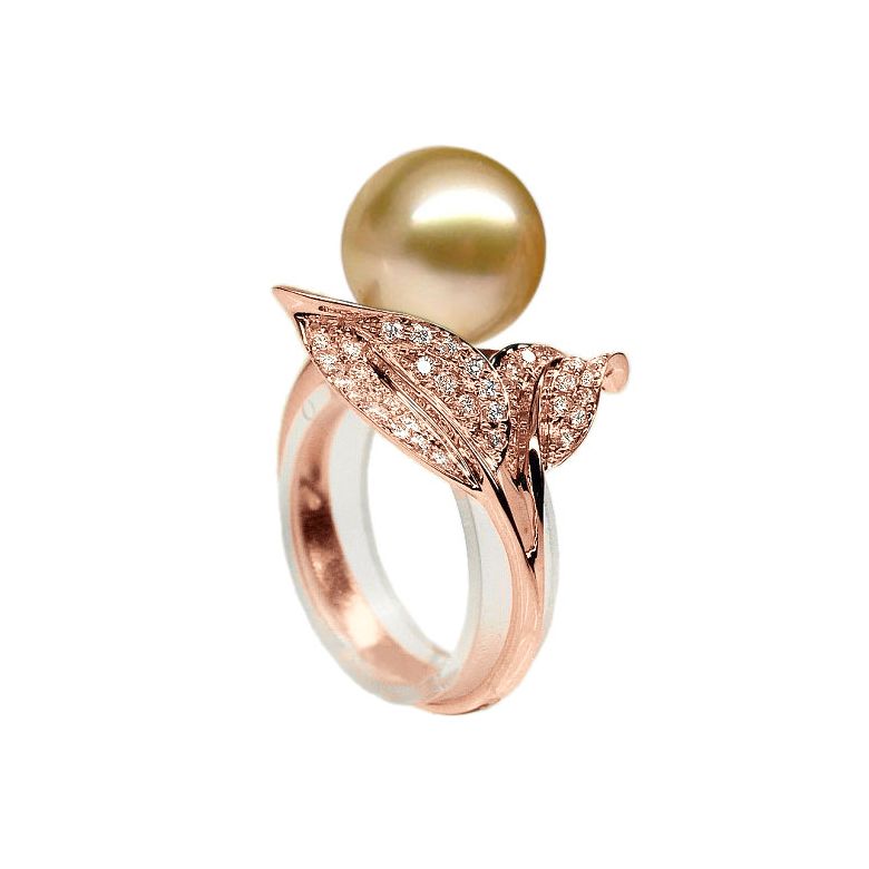 Anello Jasmin - Perla dei Mari del Sud Gold e Oro Rosa - 3