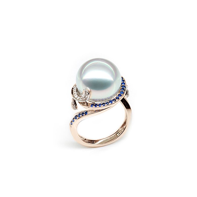 Anello Bruny - Perla dei Mari del Sud Bianca e Oro Rosa - 1