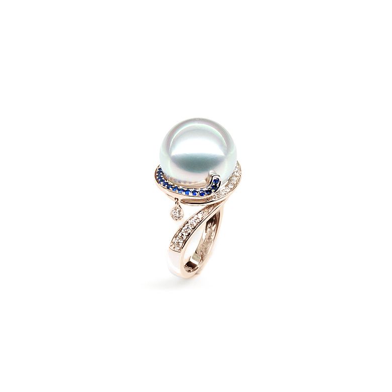 Anello Bruny - Perla dei Mari del Sud Bianca e Oro Rosa - 2