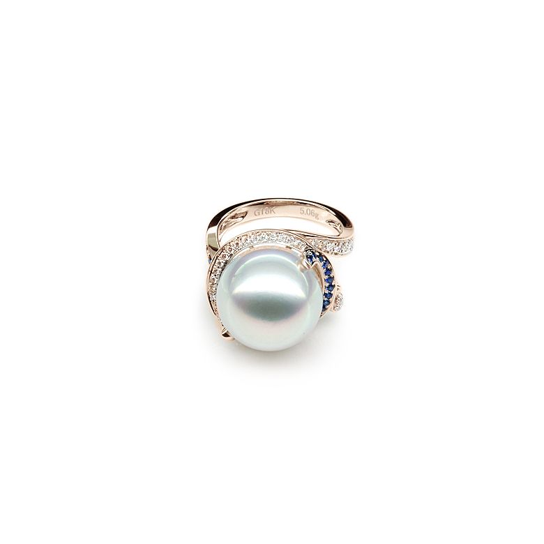 Anello Bruny - Perla dei Mari del Sud Bianca e Oro Rosa - 3