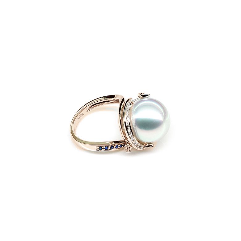 Anello Bruny - Perla dei Mari del Sud Bianca e Oro Rosa - 4