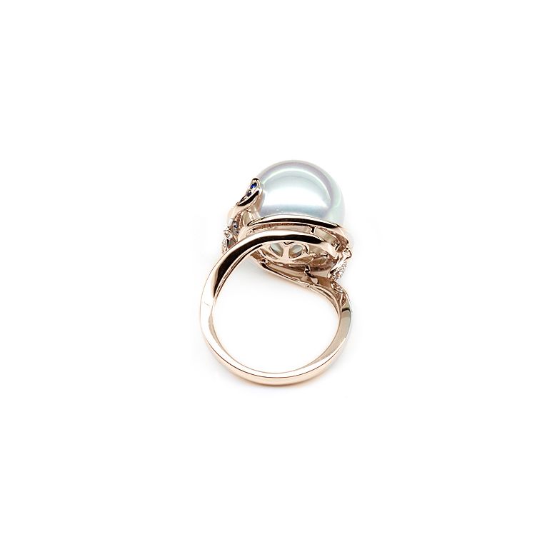 Anello Bruny - Perla dei Mari del Sud Bianca e Oro Rosa - 6