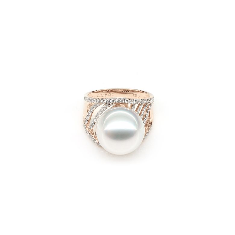 Anello Cocos - Perla dei Mari del Sud Bianca e Oro Rosa - 4