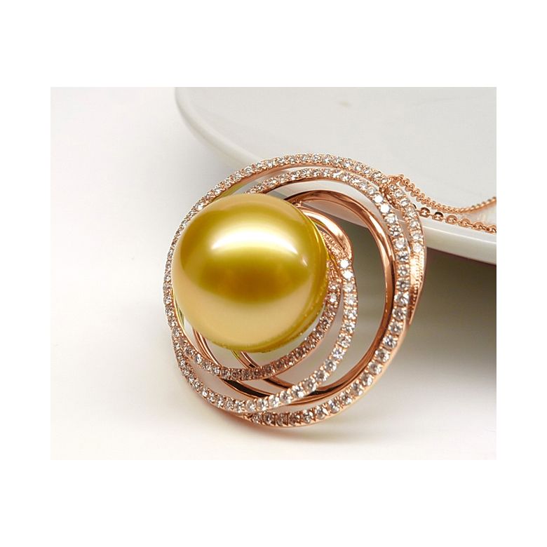 Anello Andrew - Perla dei Mari del Sud Dorata e Oro Rosa - 7