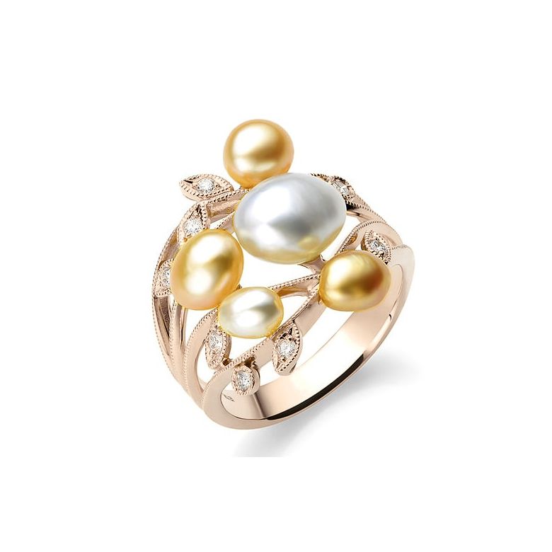 Anello Fiore Segreto 1 - Perle dei Mari del Sud e Oro Rosa - 1