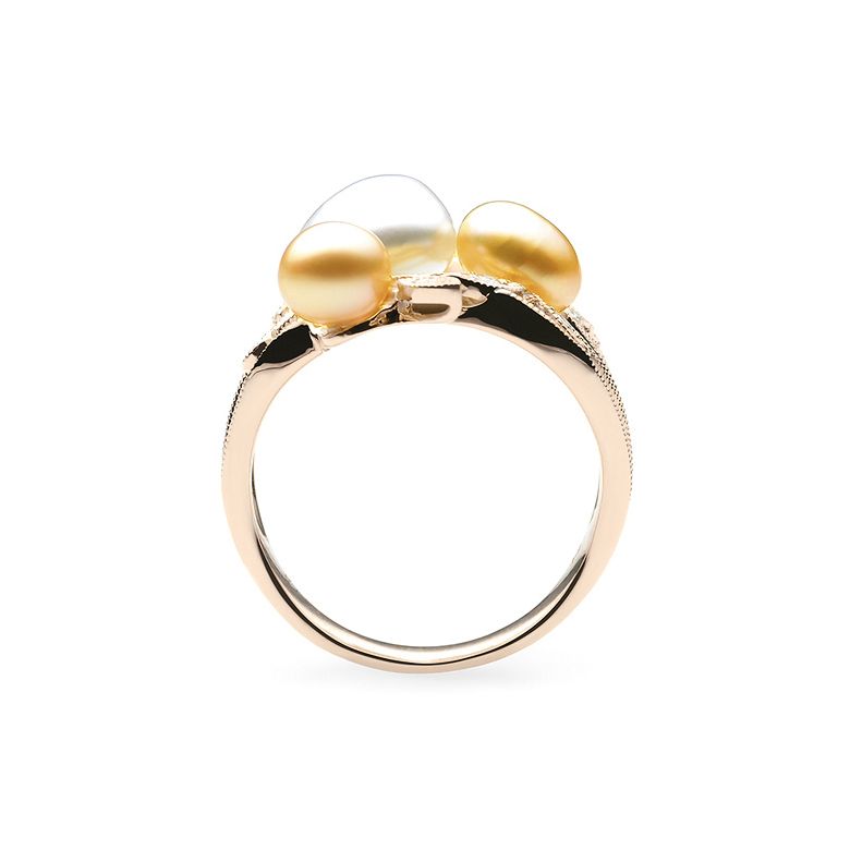 Anello Fiore Segreto 1 - Perle dei Mari del Sud e Oro Rosa - 3