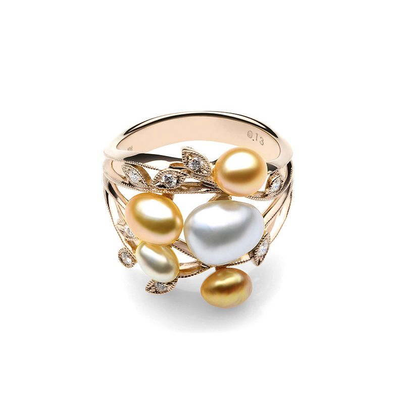 Anello Fiore Segreto 1 - Perle dei Mari del Sud e Oro Rosa - 4