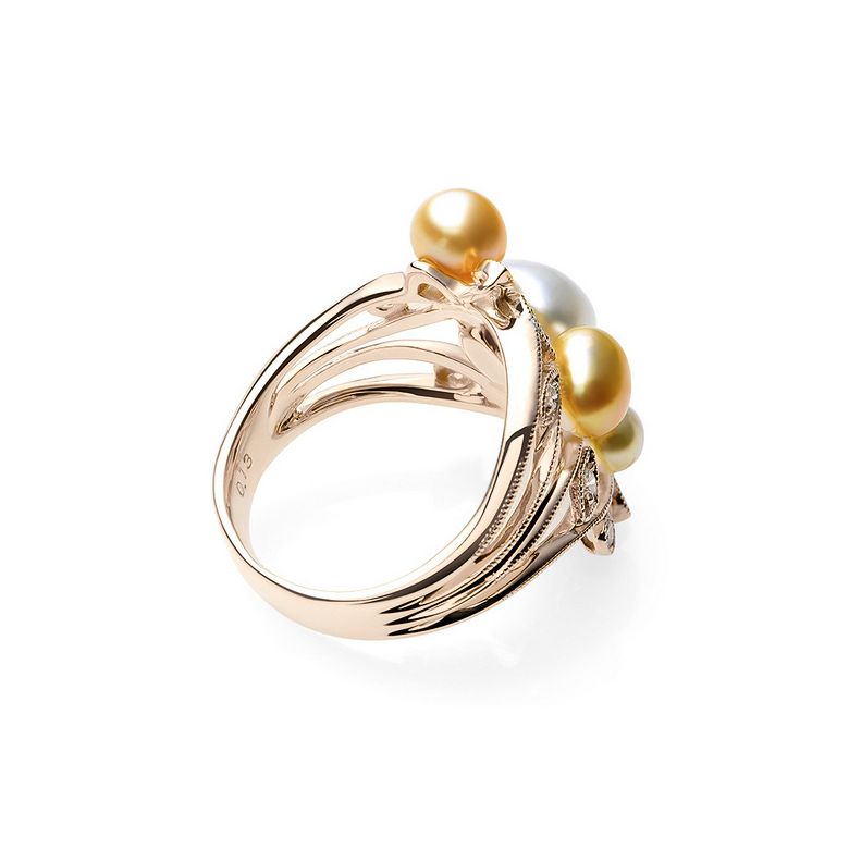 Anello Fiore Segreto 1 - Perle dei Mari del Sud e Oro Rosa - 5
