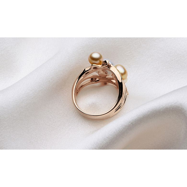 Anello Fiore Segreto 1 - Perle dei Mari del Sud e Oro Rosa - 7