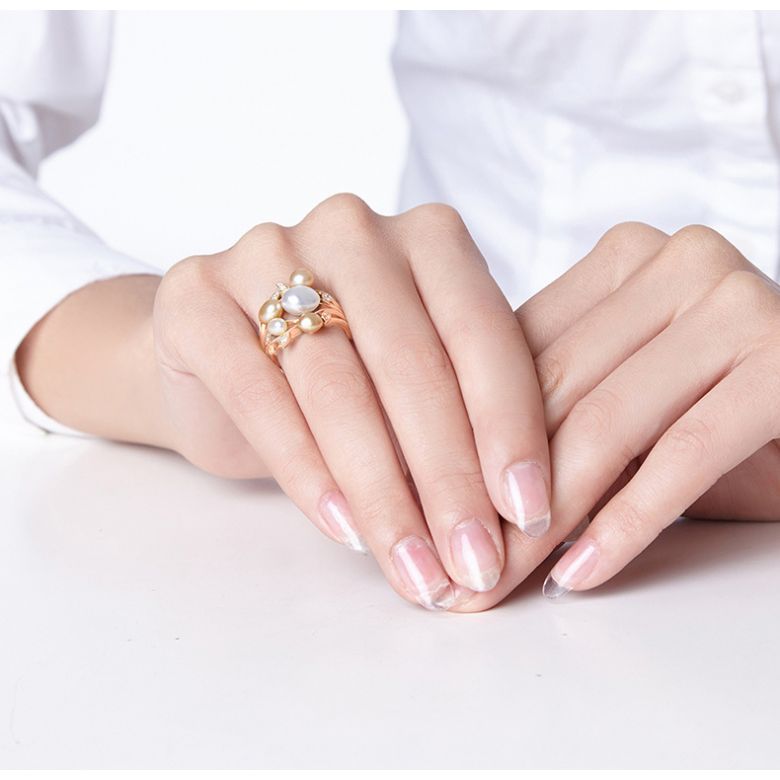 Anello Fiore Segreto 1 - Perle dei Mari del Sud e Oro Rosa - 9