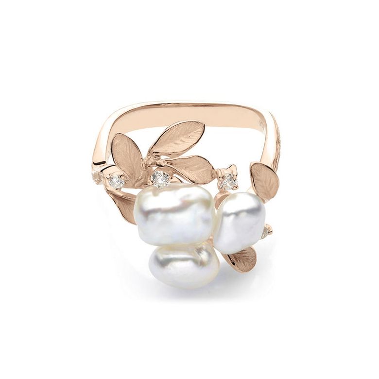 Anello Fiore Segreto 2 - Perle dei Mari del Sud Bianche e Oro Rosa - 1