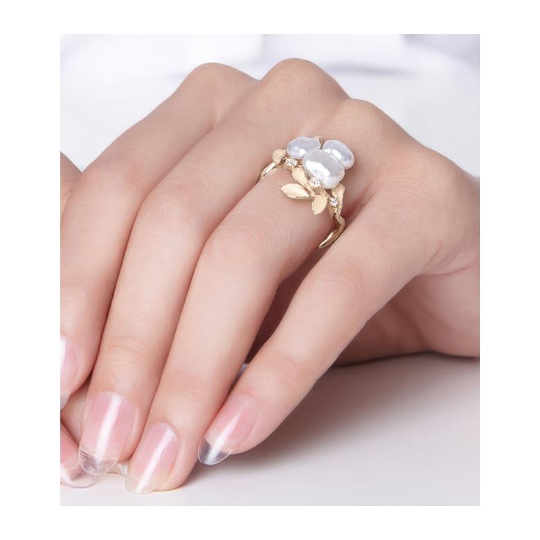 Anello Fiore Segreto 2 - Perle dei Mari del Sud Bianche e Oro Rosa - 5