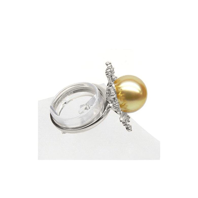 Anello Coraline - Perla dei Mari del Sud Dorata e Oro Bianco - 2