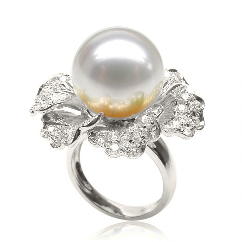 Anello Ajourées - Perla dei Mari del Sud Bianca e Oro Bianco - 1