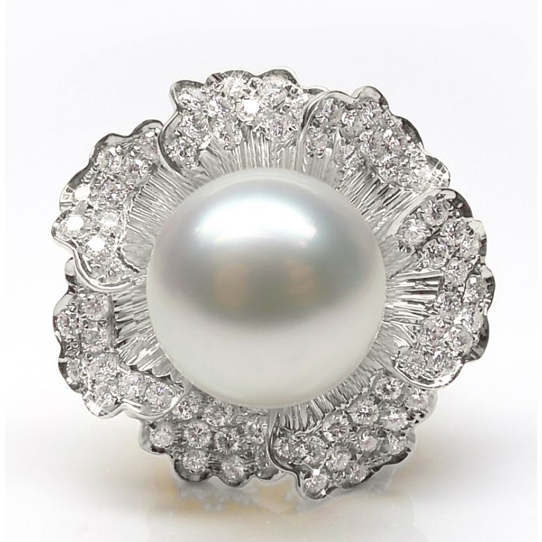 Anello Ajourées - Perla dei Mari del Sud Bianca e Oro Bianco - 2