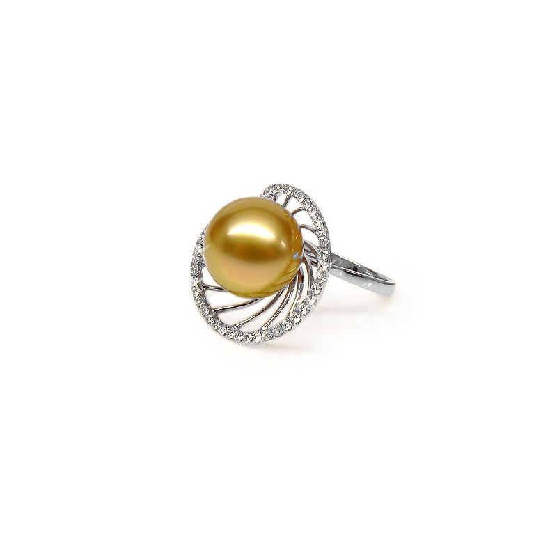 Anello Elliptique - Perla dei Mari del Sud Gold e Oro Bianco - 1