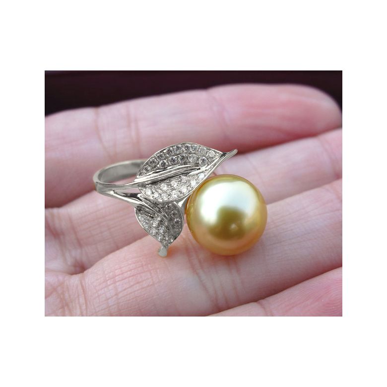 Anello Jasmin - Perla dei Mari del Sud Gold e Oro Bianco - 2