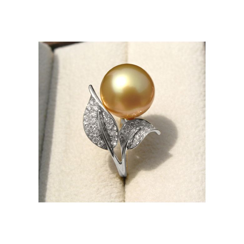 Anello Jasmin - Perla dei Mari del Sud Gold e Oro Bianco - 7