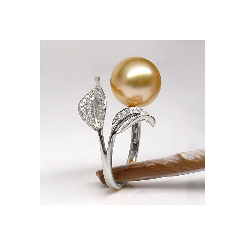 Anello Jasmin - Perla dei Mari del Sud Gold e Oro Bianco - 5