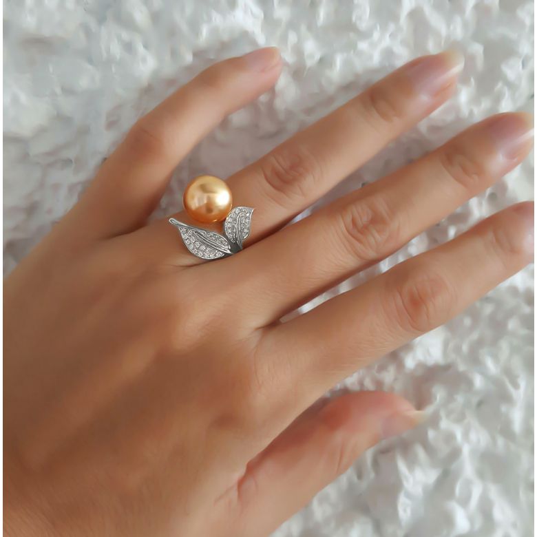 Anello Jasmin - Perla dei Mari del Sud Gold e Oro Bianco - 8