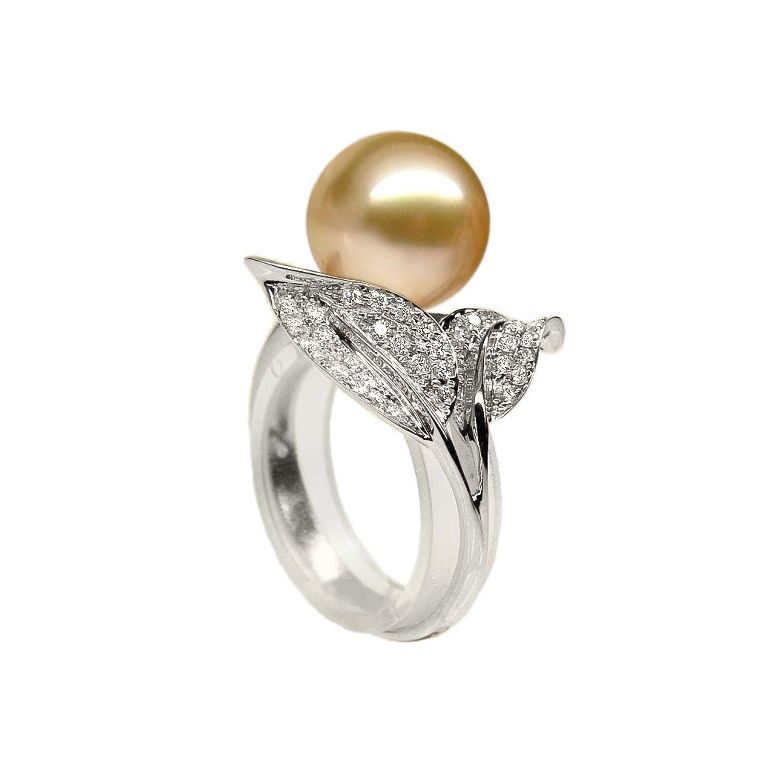 Anello Jasmin - Perla dei Mari del Sud Gold e Oro Bianco - 3