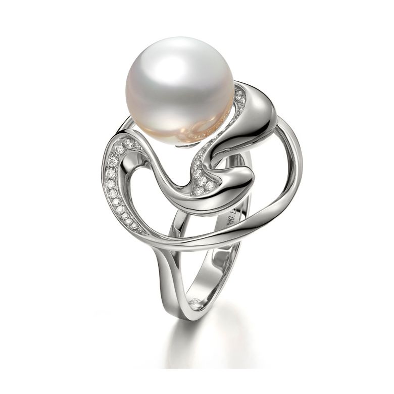 Anello Pêcher - Perla dei Mari del Sud Bianca e Oro Bianco - 1
